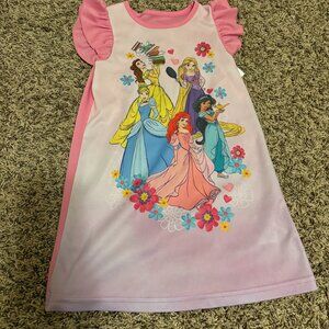 Disney Princess Nightgown 4 Pink Ariel Rapunzel Jasmine Belle Cinderella Ruffle